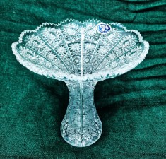 vtg Vaza Cristal BOHEMIA taiat manual anii &#039; 70 Lead Crystal 21 cm Queen Lace
