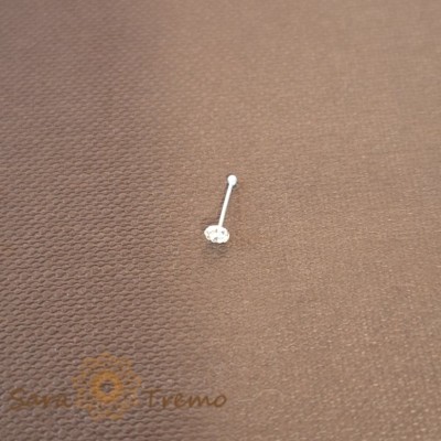 Piercing pentru nas din argint cu cristal zirconia alb - realizat in Thailanda foto