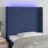 VidaXL Tăblie de pat cu LED, albastru, 103x16x118/128 cm, textil 3123764