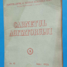 carte veche anul 1955 propaganda comunista - CARNETUL AGITATORULUI - PMR
