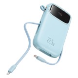 Baseus - Power Bank Qpow Pro+ (P10055003313-00) - Lightning, 2x Type-C, USB, 22.5W, 10000mAh, Cable Type-C, 30cm - Blue