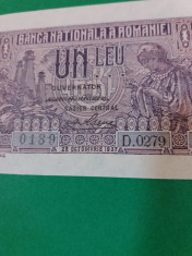 BANCNOTE ROMANESTI 1LEU 1937 UNC foto