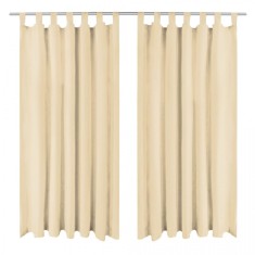 Draperii micro-satin cu bride, 2 buc, 140 x 245 cm, bej foto