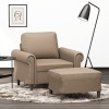 VidaXL Fotoliu canapea cu taburet, cappuccino, 60 cm, piele ecologică 3201204