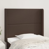 Cumpara ieftin Tăblie de pat cu aripioare, maro, 93x16x118/128 cm, piele eco