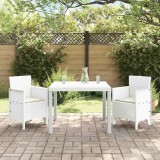 VidaXL Set mese grădină 3 pcs Alb 100 x 100 x 73 cm Poliratan