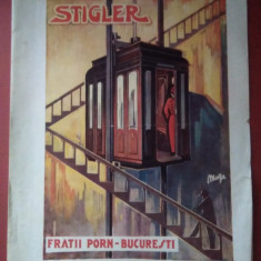 Reclamă ASCENSOARE STIGLER ÎN ROMÂNIA - Frații Porn București, anii 1930