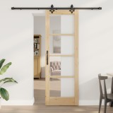 Ușă Glisantă vidaXL cu Set de Accesorii &quot;ORKDAL&quot; Lemn Masiv &amp; Sticlă, Ușă Interioară vidaXL cu Sticlă &quot;ORKDAL&quot; 73.5x211x4 cm Lemn de Pin Solid