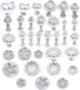 Set 33 Forme pentru Decorat Tort si Prajituri Cup Cake cu Stelute, Flori, Fluturi, Inimioare si Frunze, din Pvc Alb 3D 5 cm 5 cm 2 cm Alb 33 5 cm