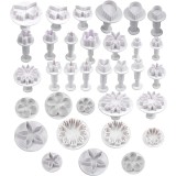 Set 33 Forme pentru Decorat Tort si Prajituri Cup Cake cu Stelute, Flori, Fluturi, Inimioare si Frunze, din PVC Alb 3D 5 cm 5 cm 2 cm Alb 33 5 cm