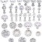 Set 33 Forme pentru Decorat Tort si Prajituri Cup Cake cu Stelute, Flori, Fluturi, Inimioare si Frunze, din Pvc Alb 3D 5 cm 5 cm 2 cm Alb 33 5 cm