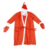 Set costum de mos craciun, adulti, 5 piese, catifea, rosu, Oem