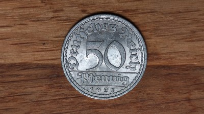 Germania - moneda de colectie istorica - 50 pfennig 1921 A - aluminiu - UNC ! foto