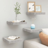 Rafturi Perete Suspendate vidaXL, 4 buc, Gri Beton, 23x23.5x3.8 cm, MDF, Montare Invizibila, Raft Decorativ
