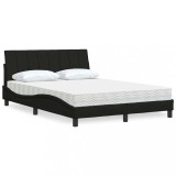Cumpara ieftin Pat cu saltea, negru, 140x200 cm, textil