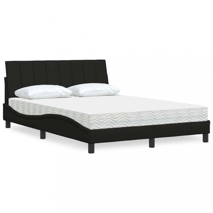vidaXL Pat cu saltea, Hanko, negru, 140x200 cm, textil 3310533