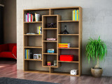 Biblioteca Ample Bookshelf, Alb - Maro, 125x136x22 cm