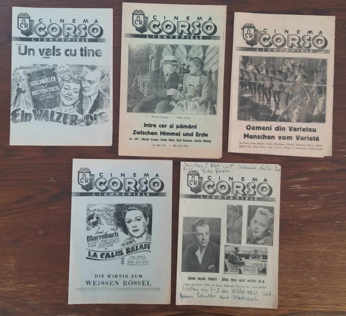 ROMANIA 1942-1944 lot 5 programe de cinema Corso Sibiu romano-germane