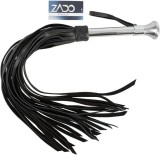 Bici din piele Zado, Leather Flogger, lungime 73 cm, negru/argintiu