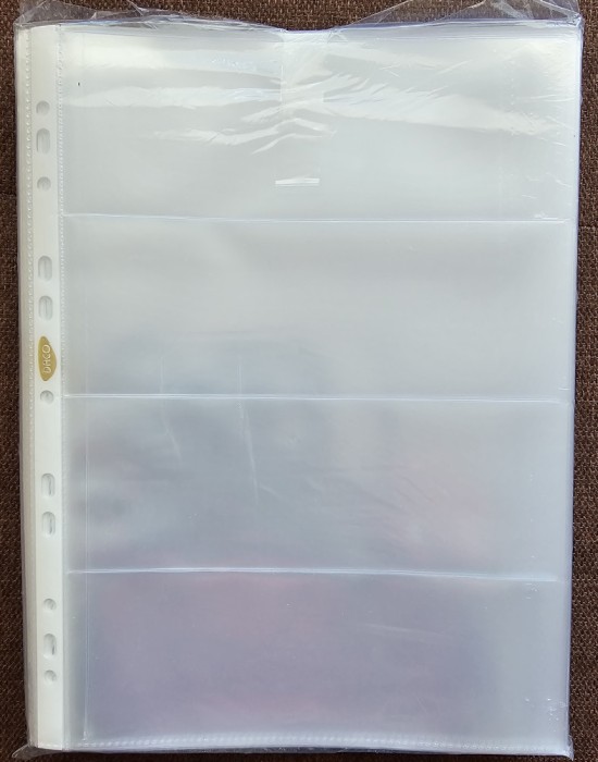 Set de 50 folii pentru bancnote cu 4 compartimente, DACO