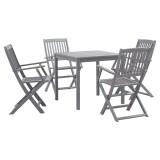 VidaXL Set mobilier de grădină, 5 piese, gri, lemn masiv de acacia