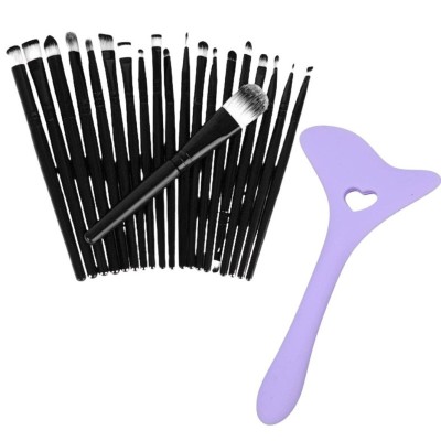 Set Profesional de Machiaj cu 20 de Pensule Antialergice si Sablon Multifunctional 4-in-1 Eyeliner din Silicon in Nuanta Mov foto