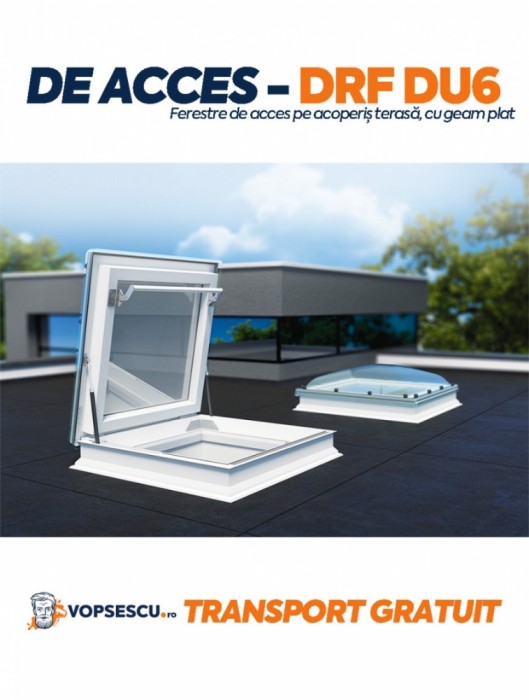 Fereastra de acces pe acoperis terasa, Fakro, model DRF DU6, cu geam plat