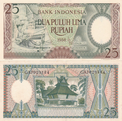 Indonezia 25 Rupiah 1968 UNC foto