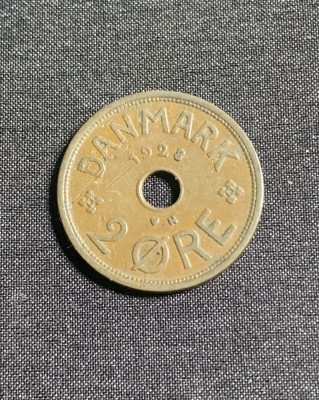 Moneda 2 ore 1928 Danemarca foto
