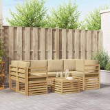 vidaXL Set de canapele de exterior cu pernă 7 pcs Alb și Bej Poliester 3391458