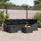 Cumpara ieftin Set de canapele pentru grădină cu pernă 7 pcs Negru Rattan poli