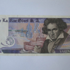 Italia bancnota test specimen De La Rue Giori-Beethoven Varinota aUNC