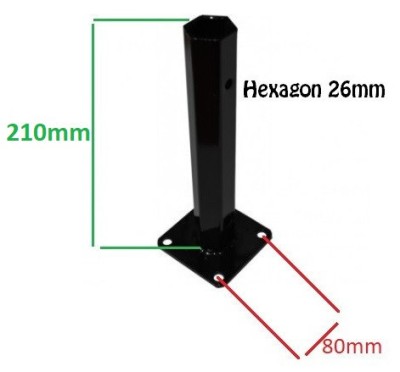 Manicot roata motocultor baza patrata (h 210mm - Hexagon 26mm) foto