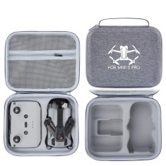 Geantă de transport gri pentru DJI Mini 5 Pro &ndash; husă rigidă EVA pentru dronă, baterii și telecomandă RC-N3