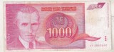 bnk bn Iugoslavia 1000 dinari 1992 circulata