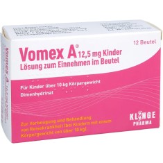 Klinge Pharma Vomex A Kinder 12,5 mg, dimenhidrinat, 12 plicuri, pentru răul de mișcare la copii