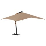 Umbrela consola de gradina cu stalp din lemn, taupe, 400x300 cm