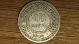 Honduras Britanic / Belize - moneda argint ultra rara - 10 cents 1939 - tiraj 20k - ag 925, America Centrala si de Sud