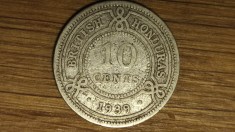 Honduras Britanic / Belize - moneda argint ultra rara - 10 cents 1939 - tiraj 20k - ag 925