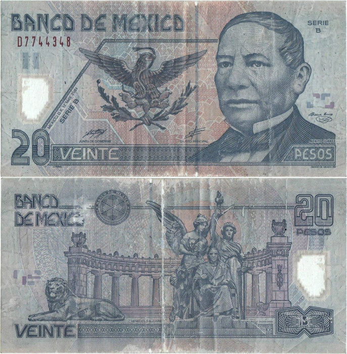 2001 ( 17 V ) , 20 pesos ( P-116a.3 ) - Mexic