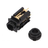 Conector Jack 6,3mm mamă stereo THT 3 piste