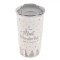 Pahar Crăciun, New Bone, Alb cu Brazi Argintii și Fulgi, Capac Plastic, Cu Mesaj &quot;It&#039;s the most wonderful time of the year&quot;, Capacitate 475 ml