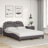 Cumpara ieftin Cadru de pat cu tăblie, gri, 120x200 cm, piele ecologică