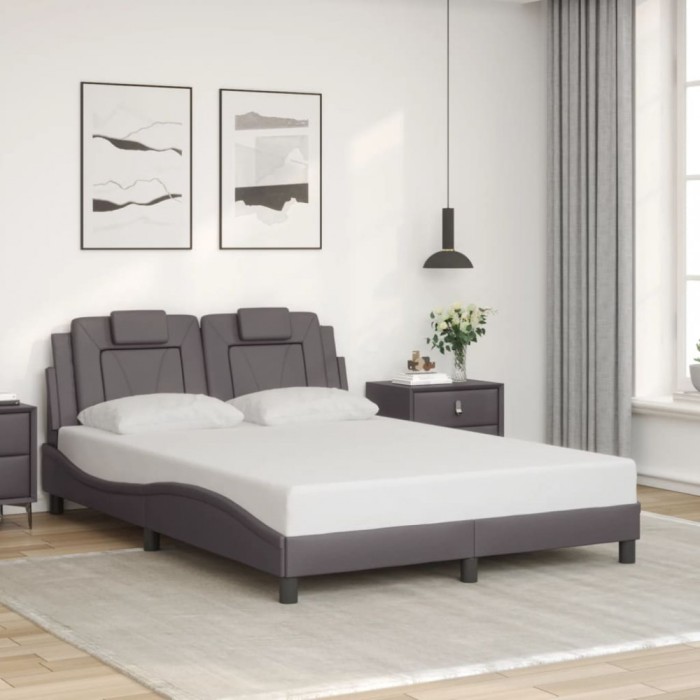 vidaXL Cadru de pat cu tăblie, gri, 120x200 cm, piele ecologică 3208085