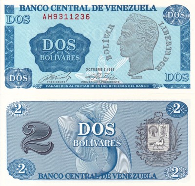 VENEZUELA 2 bolivares 1989 UNC!!! foto