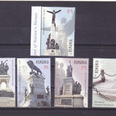 MONUMENTE ALE EROILOR NEAMULUI,SERIE COMPLETA,2018,MNH,ROMANIA.