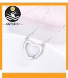 Cumpara ieftin Colier Argint 925 , Pandantiv Inima Outline cu Cristal Zirconia