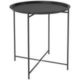 Outsunny Măsuță de Grădină cu Tavă Detașabilă și Picioare Pliabile, &Oslash;46x50 cm, Negru | Aosom Romania