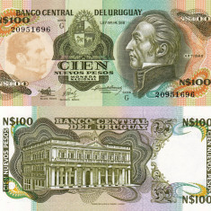 URUGUAY 100 nuevos pesos ND 1987 UNC!!!