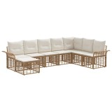 vidaXL Set de canapele de exterior 8 pcs Alb Natural și Crem Poliester 3437750